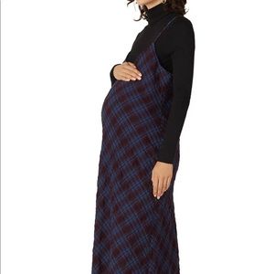 Hatch Navy and Burgundy Plaid Slip Dress